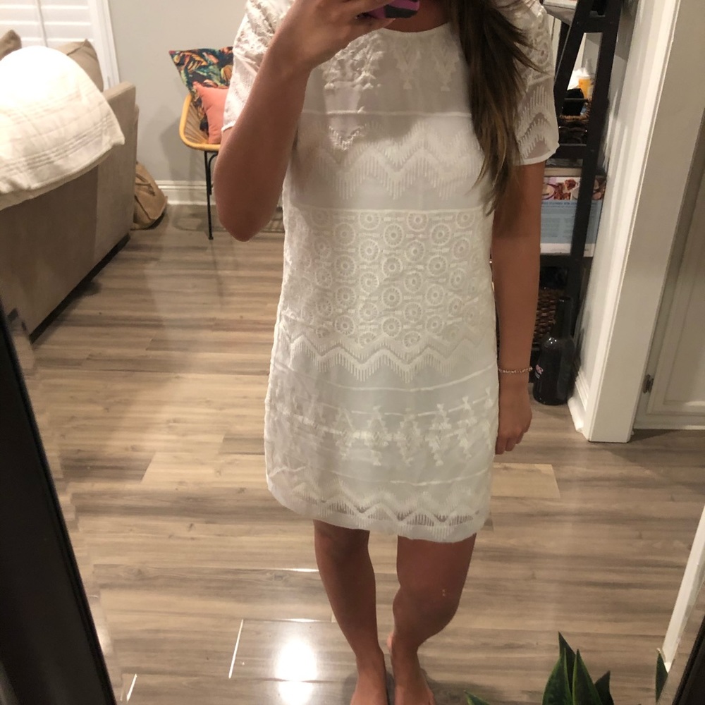 White lace eyelet dress